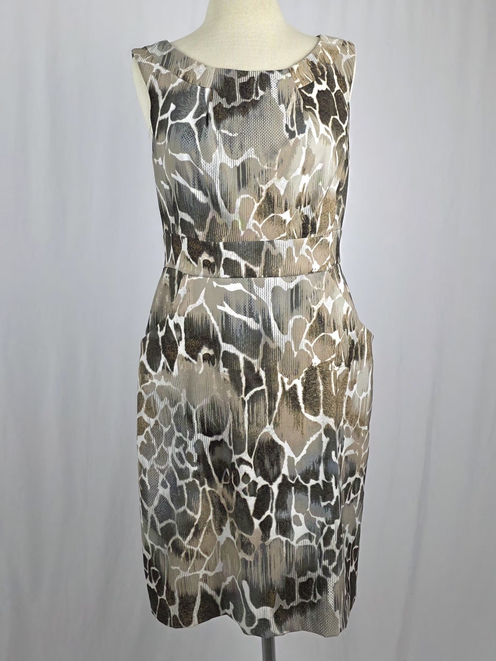 Dressbarn Sleeveless Neutral Animal-Print Sheath Dress Size 10